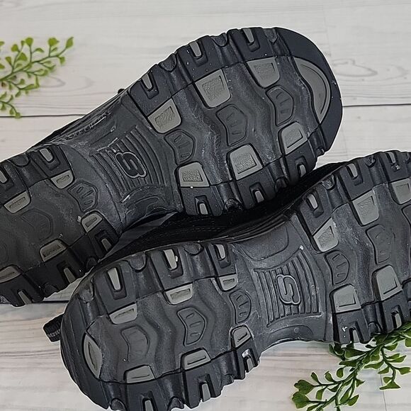 Skechers D'Lites Play On Shoe black leather Women's Size 8 - Picture 9 of 10